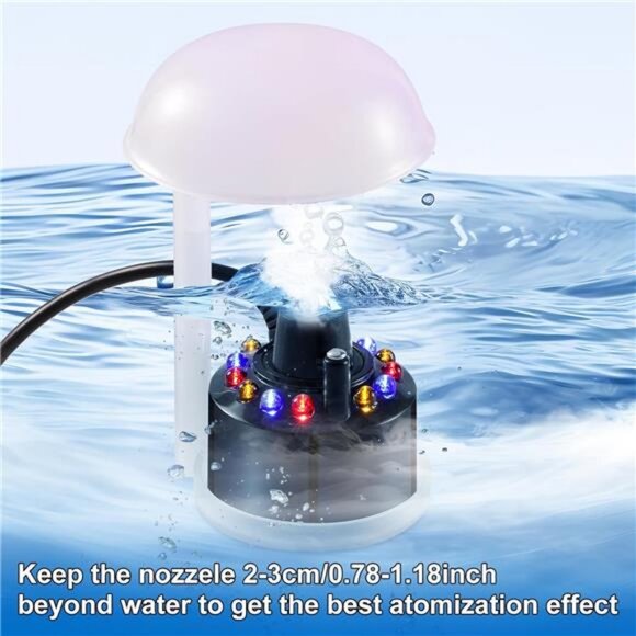 12 LED Mister Fogger Water Fountain Pond Fog Machine Atomizer Air Humidifier - Picture 4 of 8